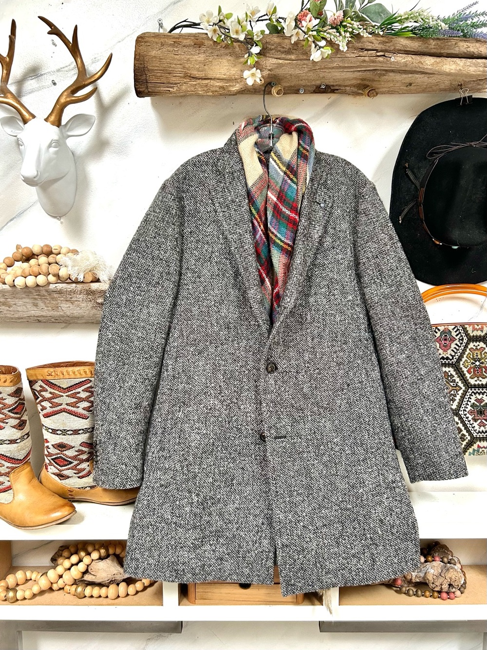 Boyfriend style Massimo Dutti salt pepper Wool-Blend Blazer fall Coat